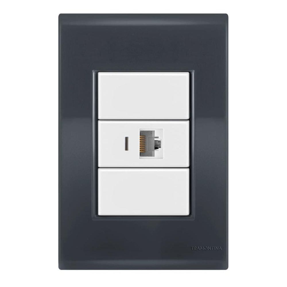 1 Tomada Telefone Rj11 - Tramontina Liz Grafite / Branco