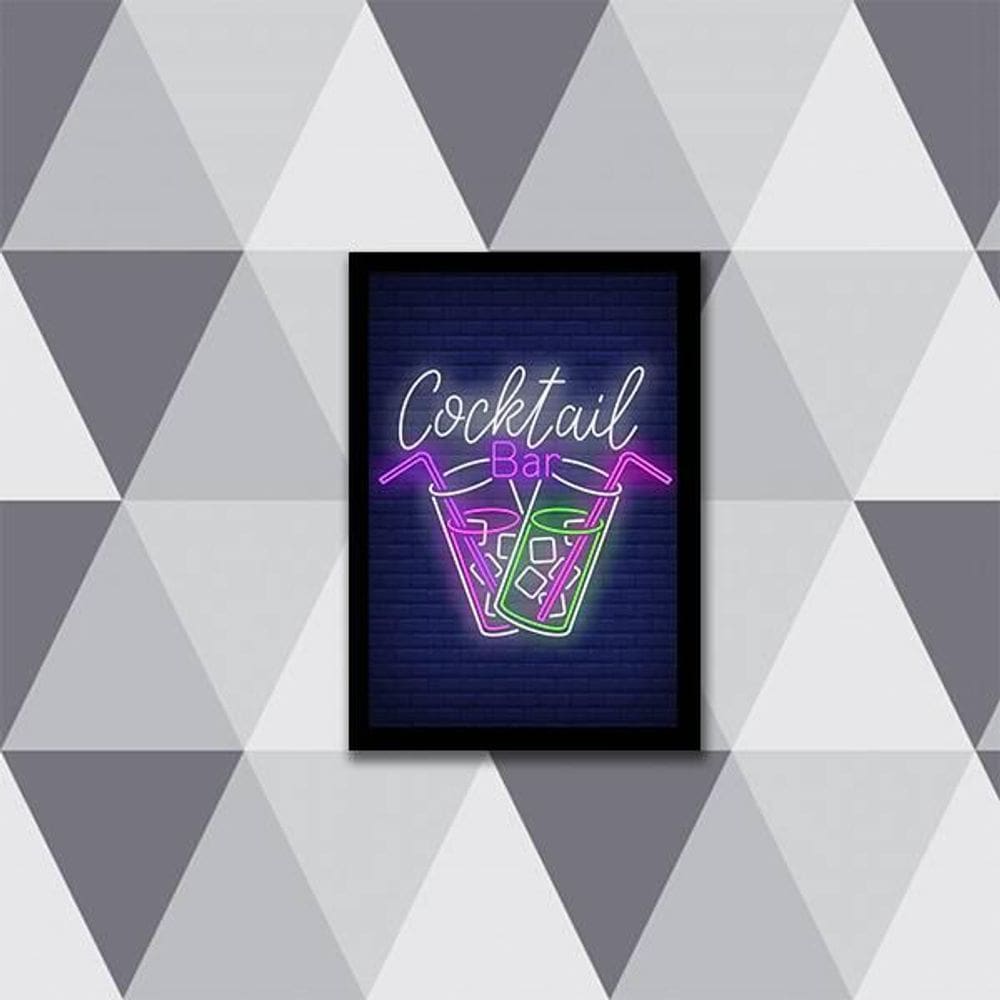 Quadro Decorativo Cocktail Bar Simulando Neon 24X18Cm 002