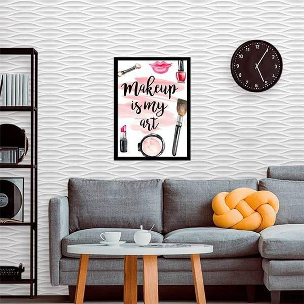 Quadro Decorativo Makeup Is My Art 45x34Cm Moldura Preta