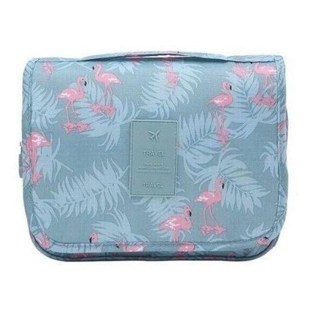 Necessaire Em Nylon Organizadora Higiene Viagem Cor:Flamingo
