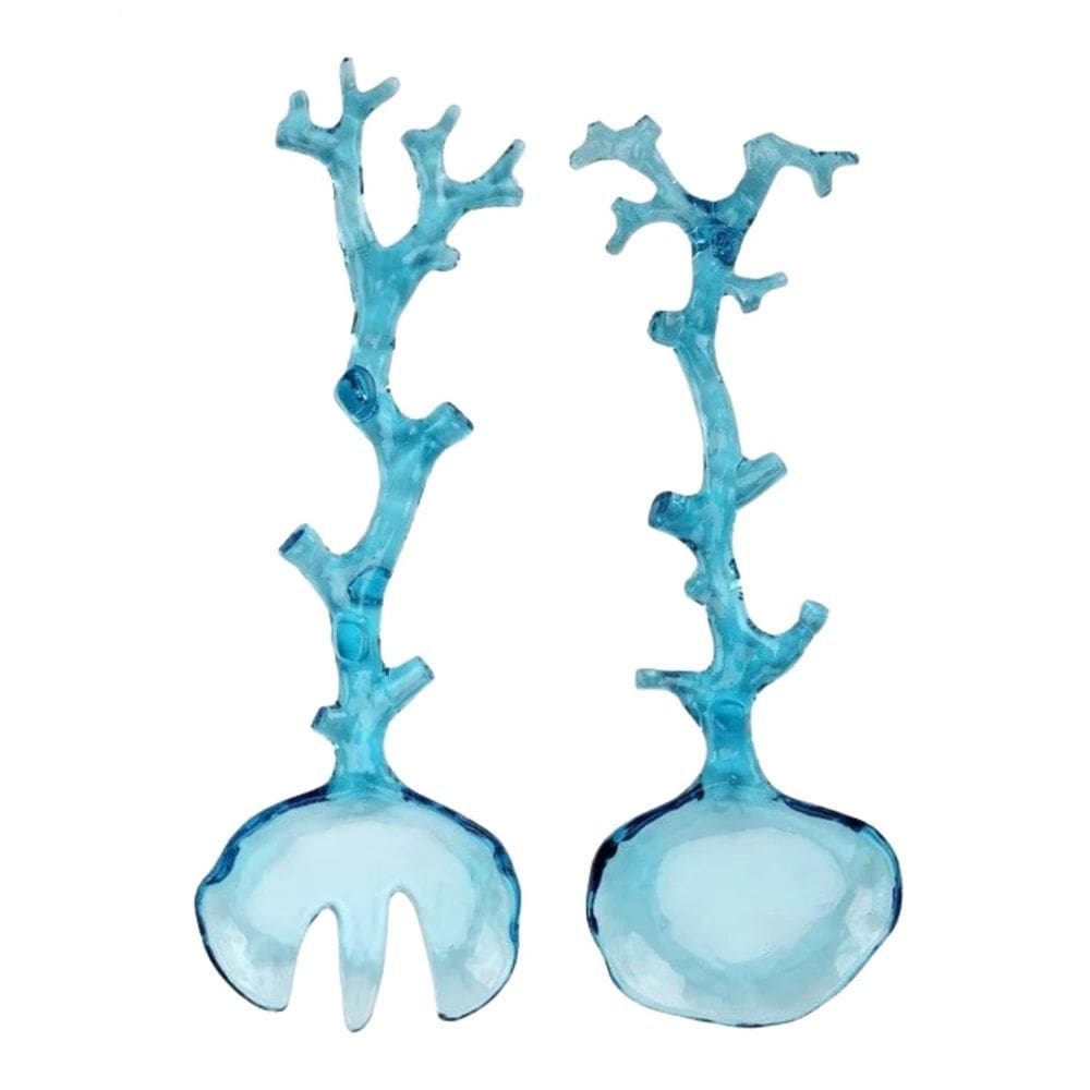 Cj 2 Pegadores de Acrílico para Salada C/Formato Coral Azul 30cm Entrecasa