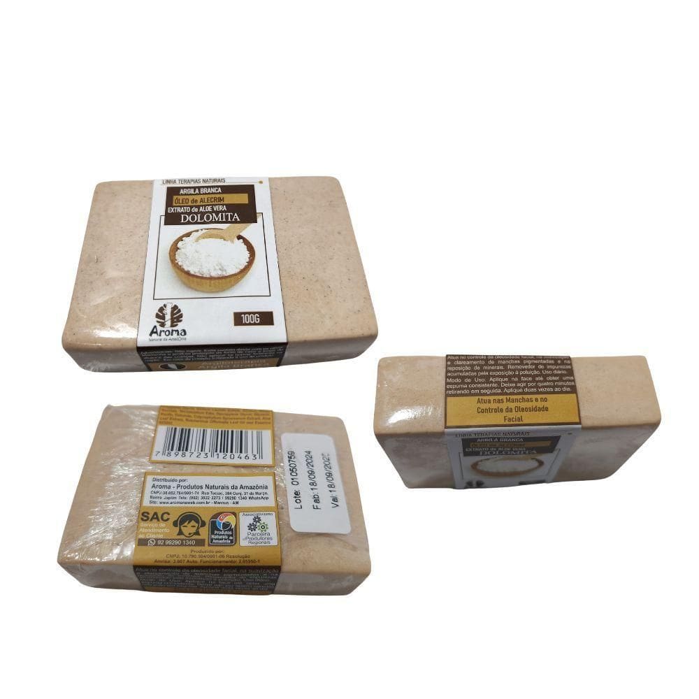 Sabonete Facial Argila Branca - pele Oleosa E C- Manchas-extrato Babosa -dolomita -óleo Andiroba - 100g