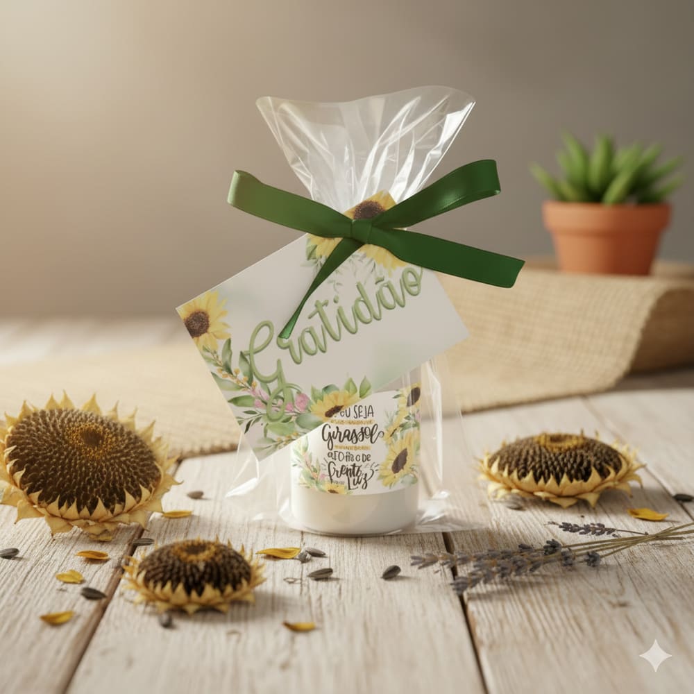 Kit 10 Lembrancinhas Mini Hidratante Girassol Gratidão Festa Aniversário Comemorações Mimos