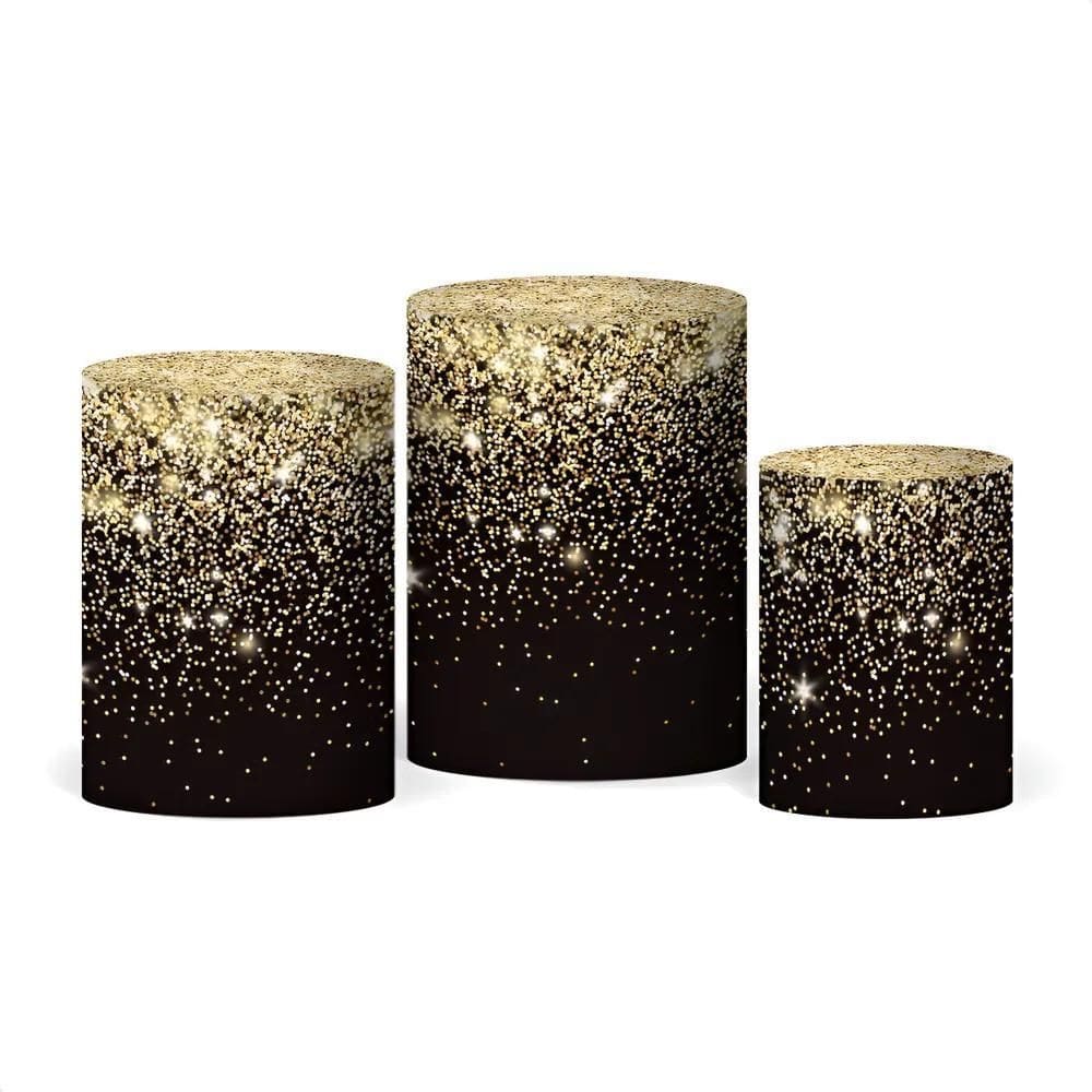 Trio Capas Cilindro Sublimado Glitter - Preto Dourado Light
