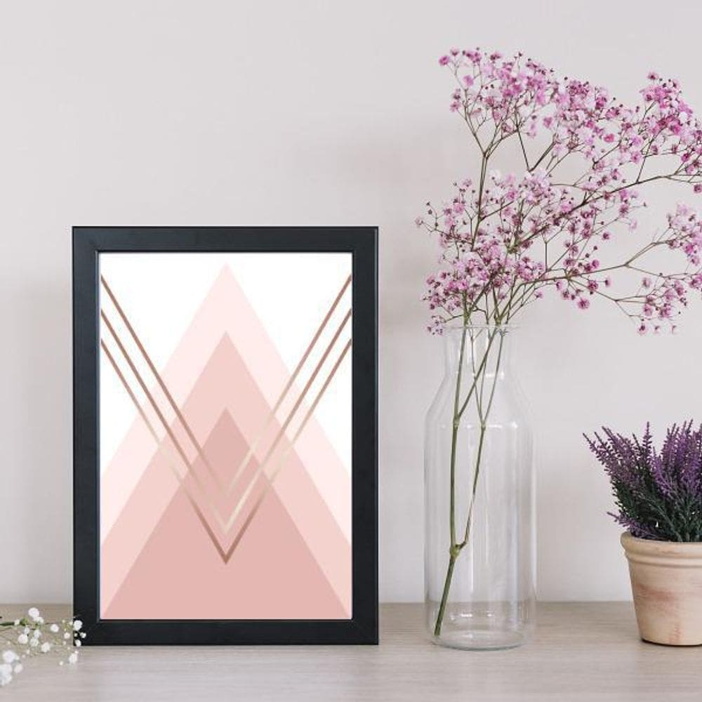 Quadro Decorativo Triângulos Rosês 45x34cm