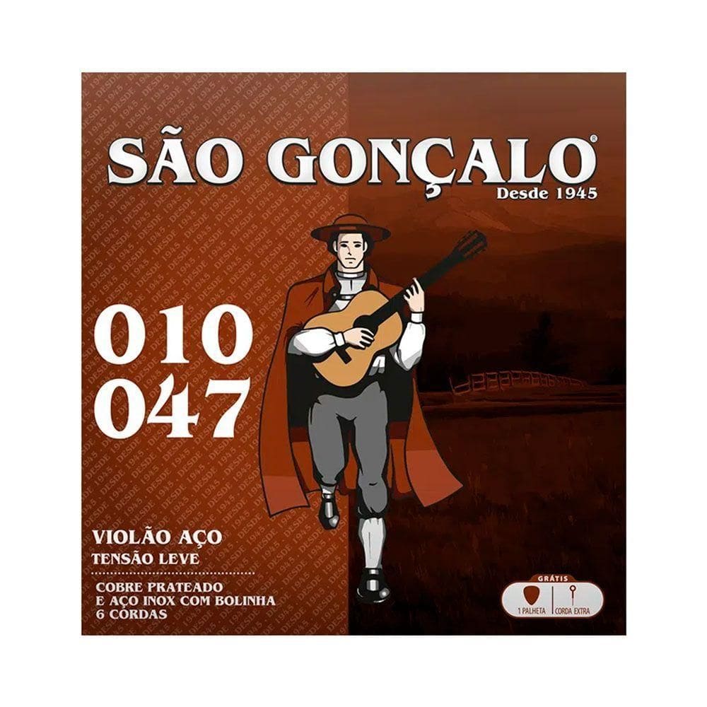 Encordamento São Gonçalo P/ Violão Aço C/ Bolinha Tensão Leve 10/47 - Ec0450