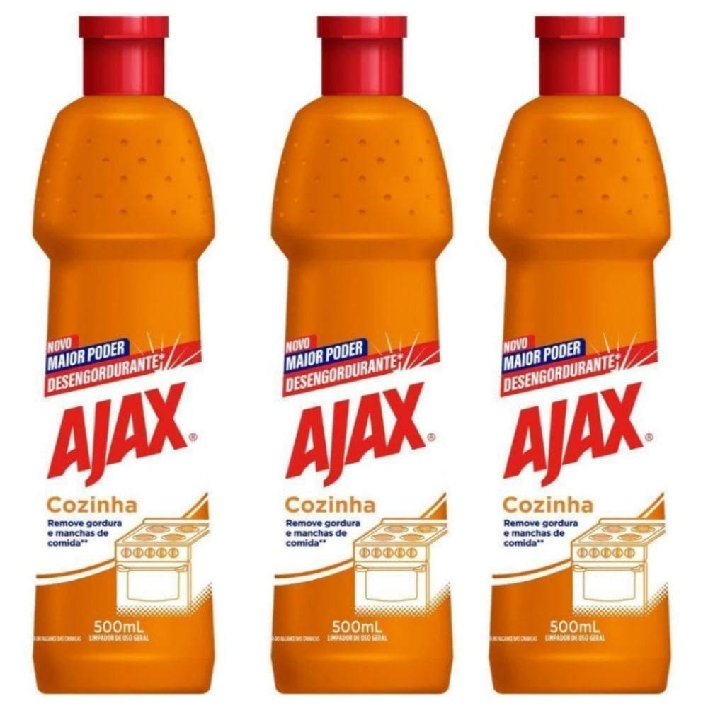 Kit 3 Desengordurante Uso Geral Ajax Especialista Cozinha 500ml