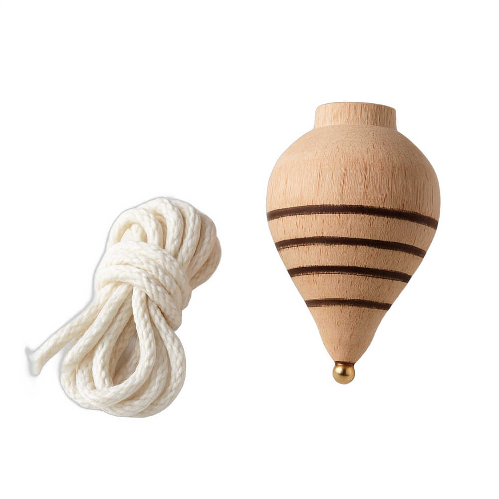 Pião de Madeira com Fieira Brinquedo Artesanal e Tradicional