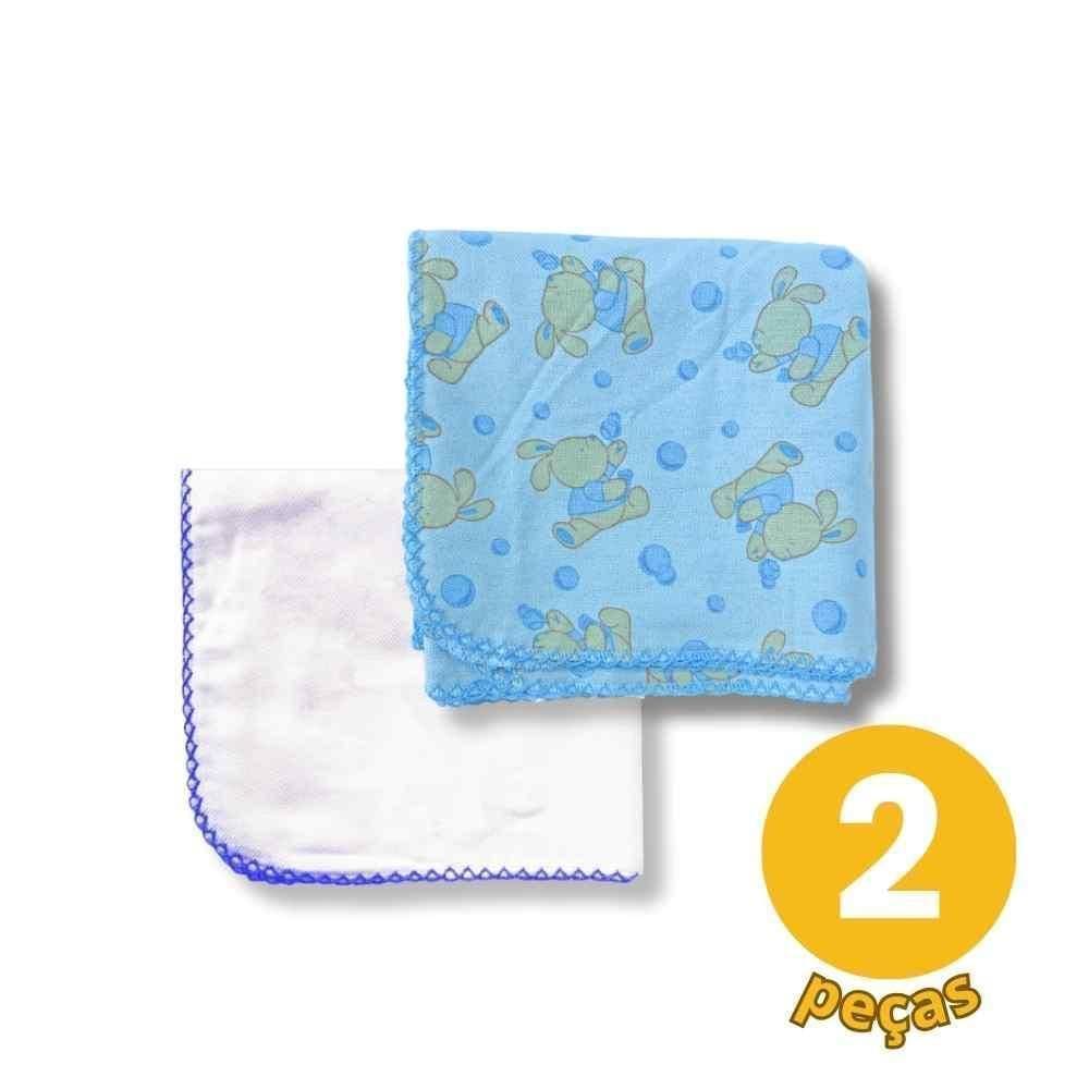 2 Pçs 1 Manta Lisa 80X80 Masculino+1Manta Estampada 80X80