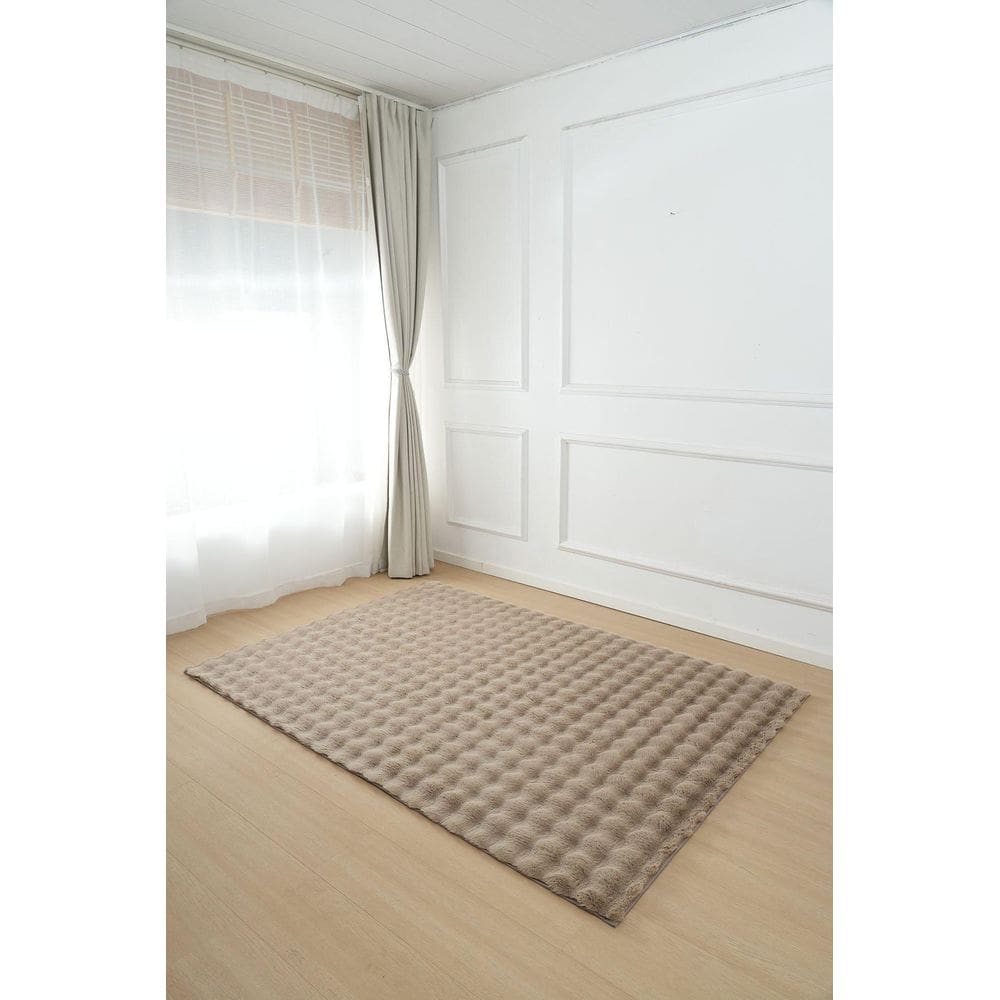 Tapete Pelo Alto Ondulado Waves 100X140Cm - Jolitex - Bege