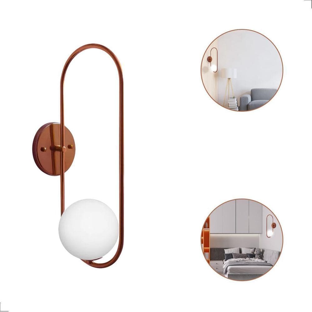 Arandela Pendulo Luminária Parede Cobre Fosco Moderna Globo