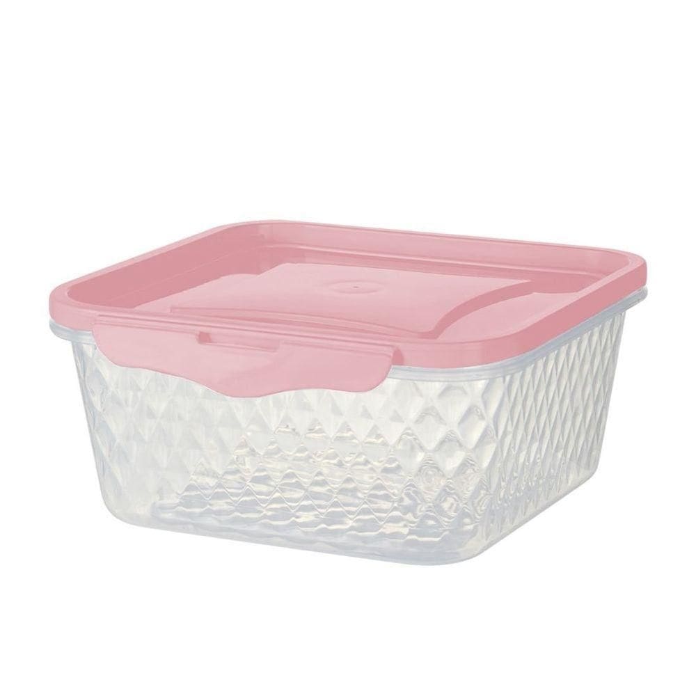 Pote Quadrado Com Trava 1l - Bpa Free Rosa