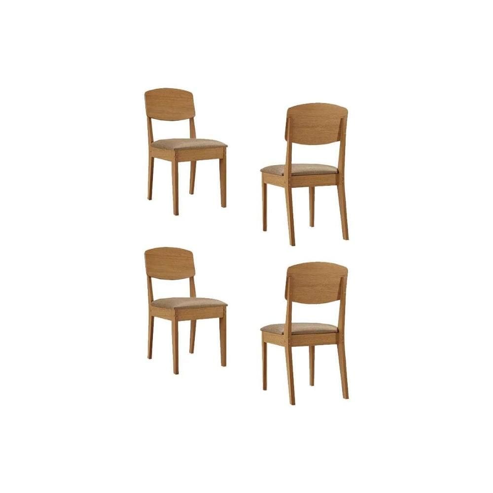 Cadeira de Cozinha Havana Kit 4 Un Naturalle/Corano Capuccino - Rufato