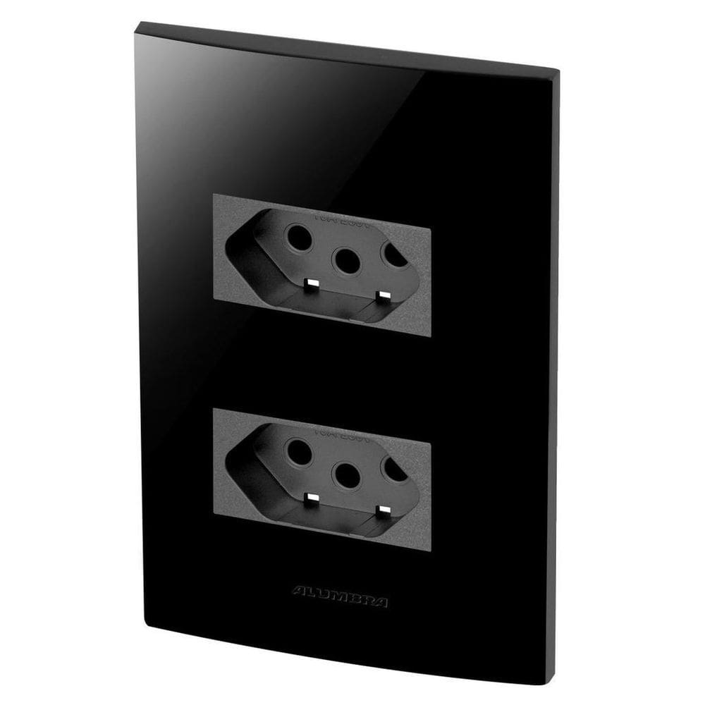 Conjunto 1 Tomada 10A + 1 Tomada 20A - Inova Black / Grafite