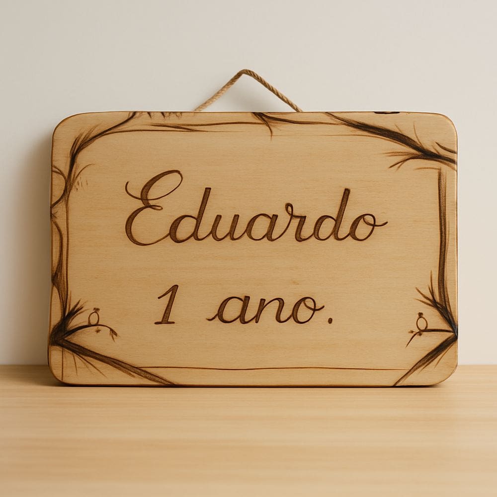 Placa Madeira Pirografada Personalize Seu Ambiente