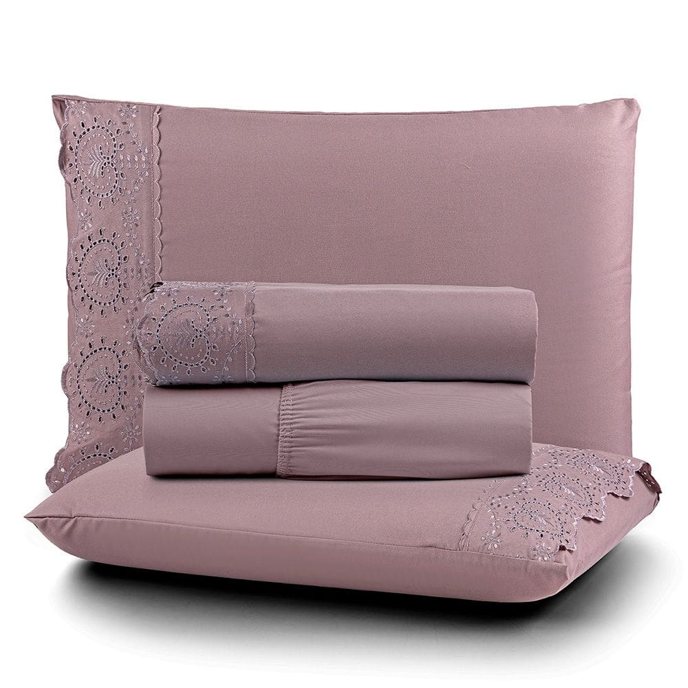 Jogo Cama Solteiro Cherry Bordado Inglês 3pç 100% Poliéster - Frape_Uv