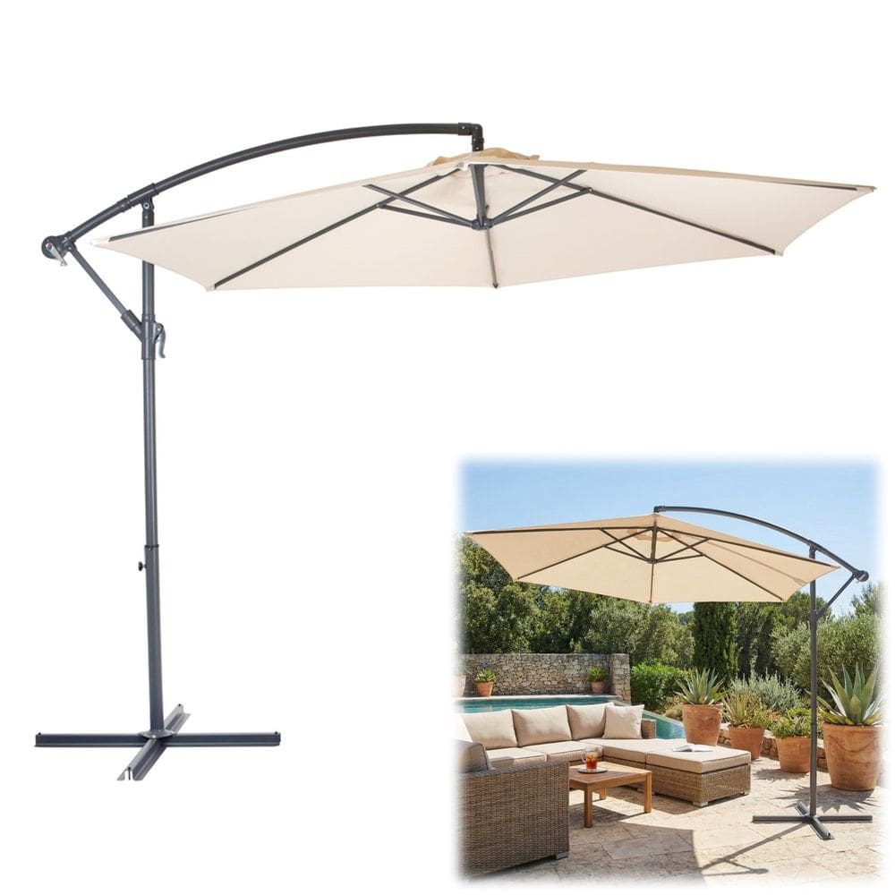 Ombrelone Lateral Suspenso 2,5 metros Sombrero Piscina Jardim TAIPU Bege - AMZ