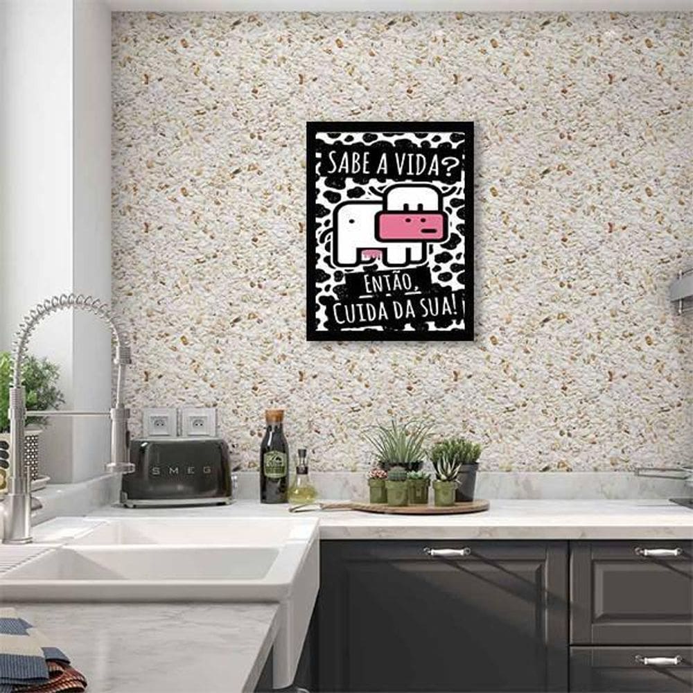 Quadro Sabe A Vida Então, Cuida Da Sua 24X18Cm - Com Vidro