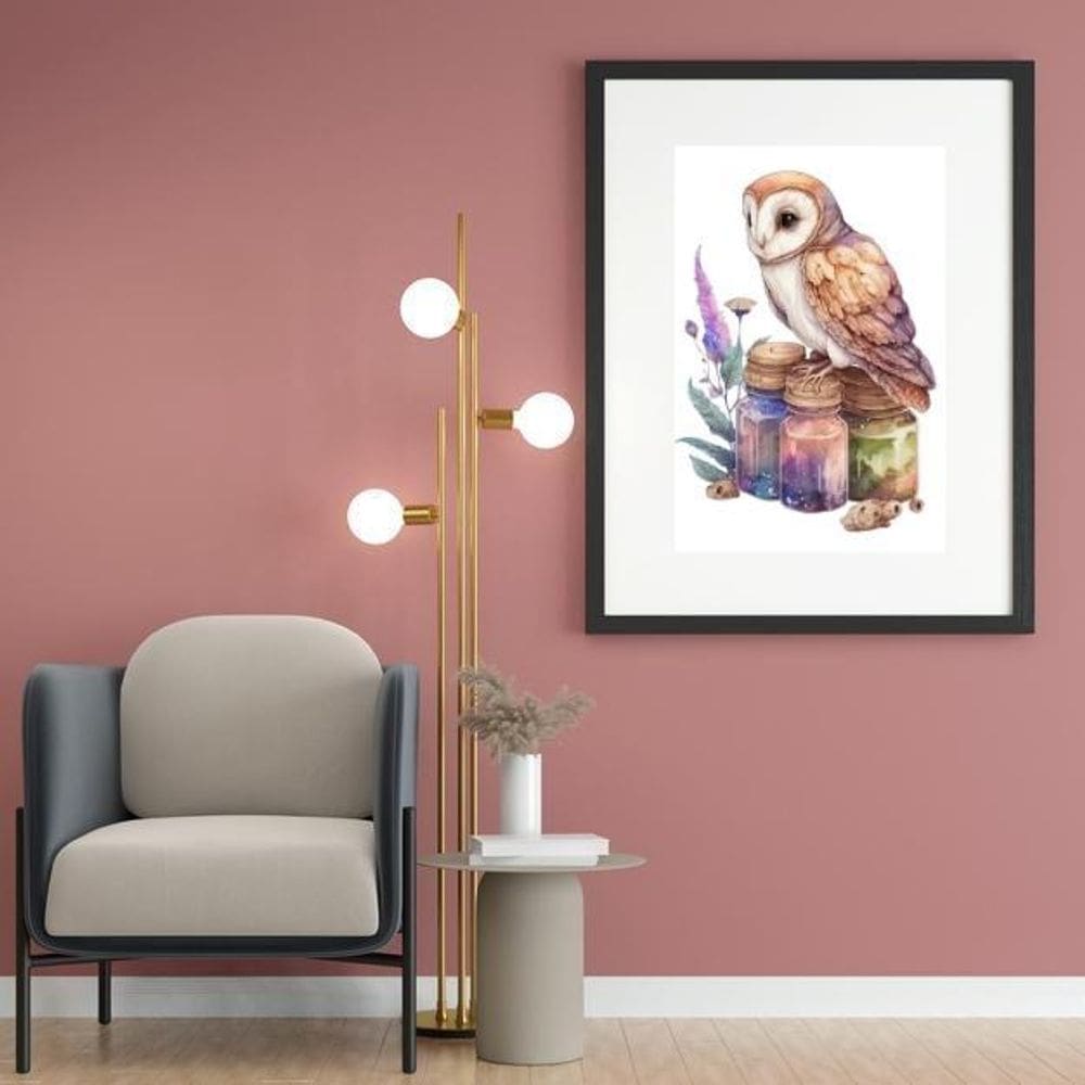 Quadro Coruja Mágica Aquarela - 60X48Cm