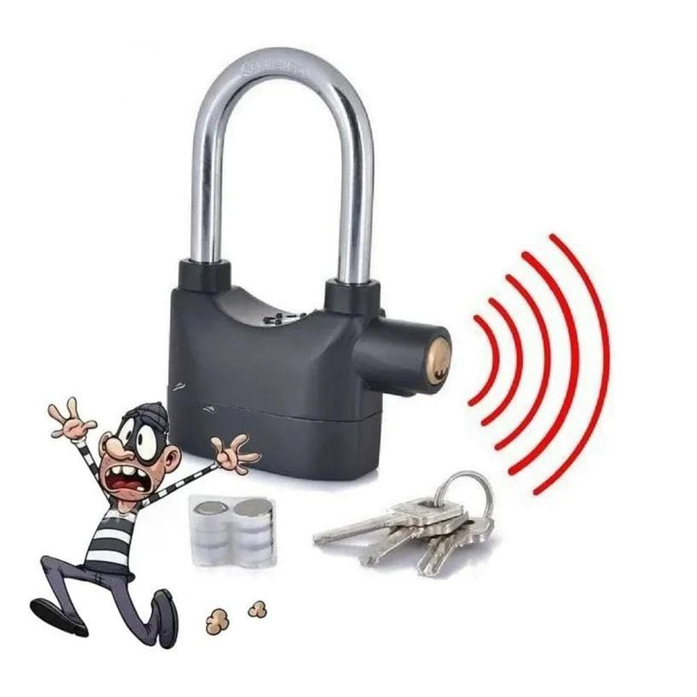 Cadeado Com Alarme Sonoro Anti-Furto Comércio Haste Longa