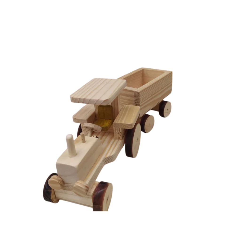 brinquedo infantil Trator Madeira Natural 2 peças 11x31