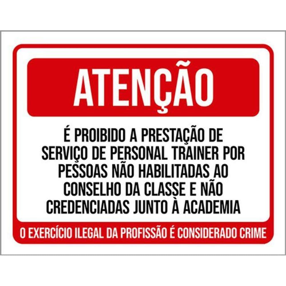 Kit 3 Placas Proibido Prestação Serviço Personal Trainer