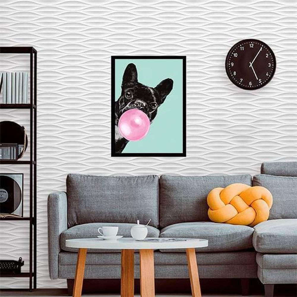 Quadro Decorativo Bulldog Francês Chicletes 45X34Cm