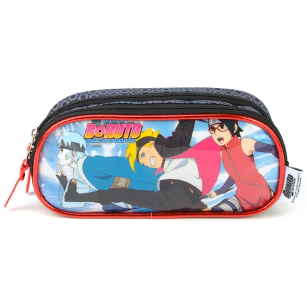 Estojo Duplo Escolar Boruto Vermelho E Preto - Luxcel