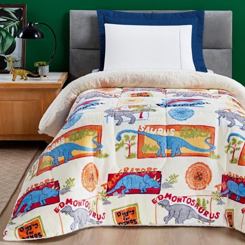 MP - Cobertor Grosso Solteiro Estampado Mundo