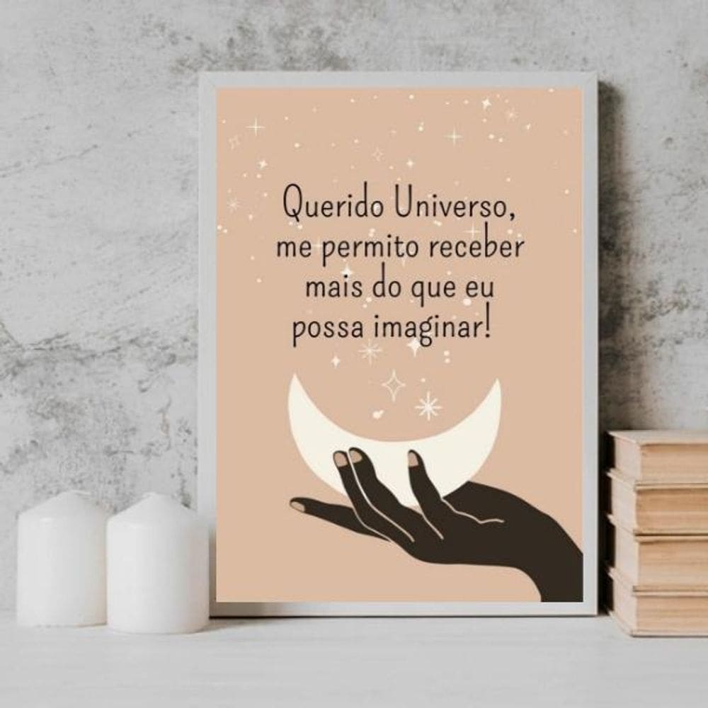 Quadro Querido Universo Me Permito 45X34Cm - Vidro Branca