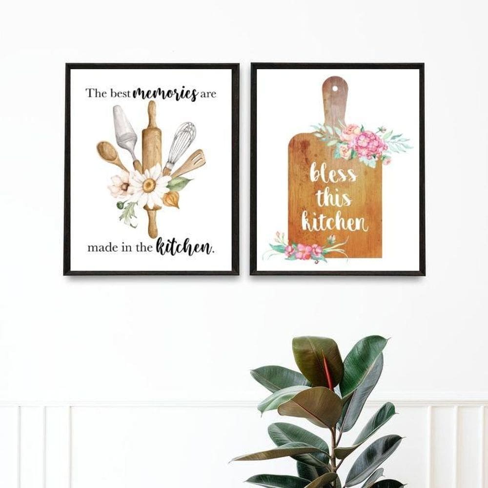 Kit 2 Quadros Cozinha - Momentos Abençoados 45X34Cm