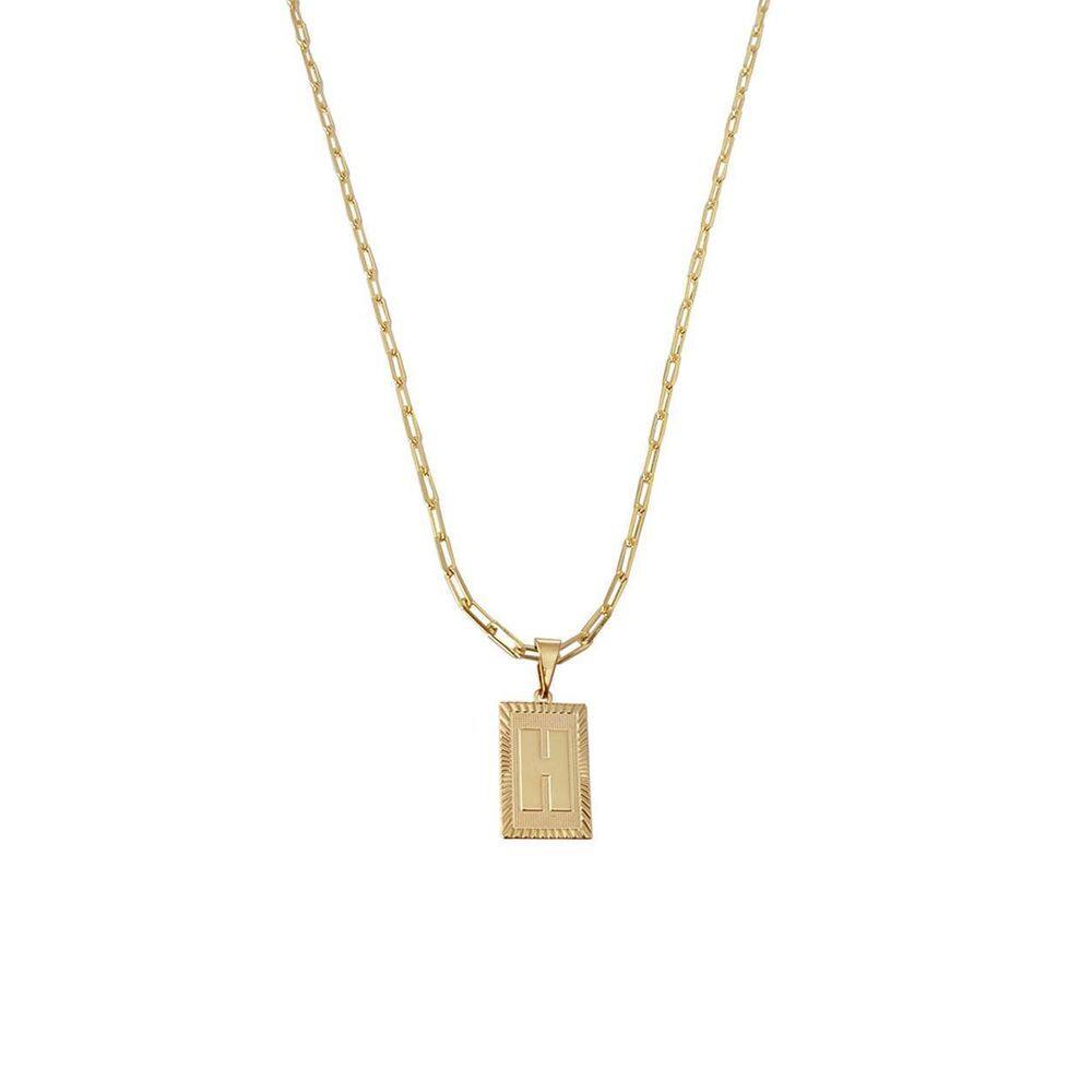 Cordão 45Cm Masculino Feminino Pingente Letra H Banhado Ouro