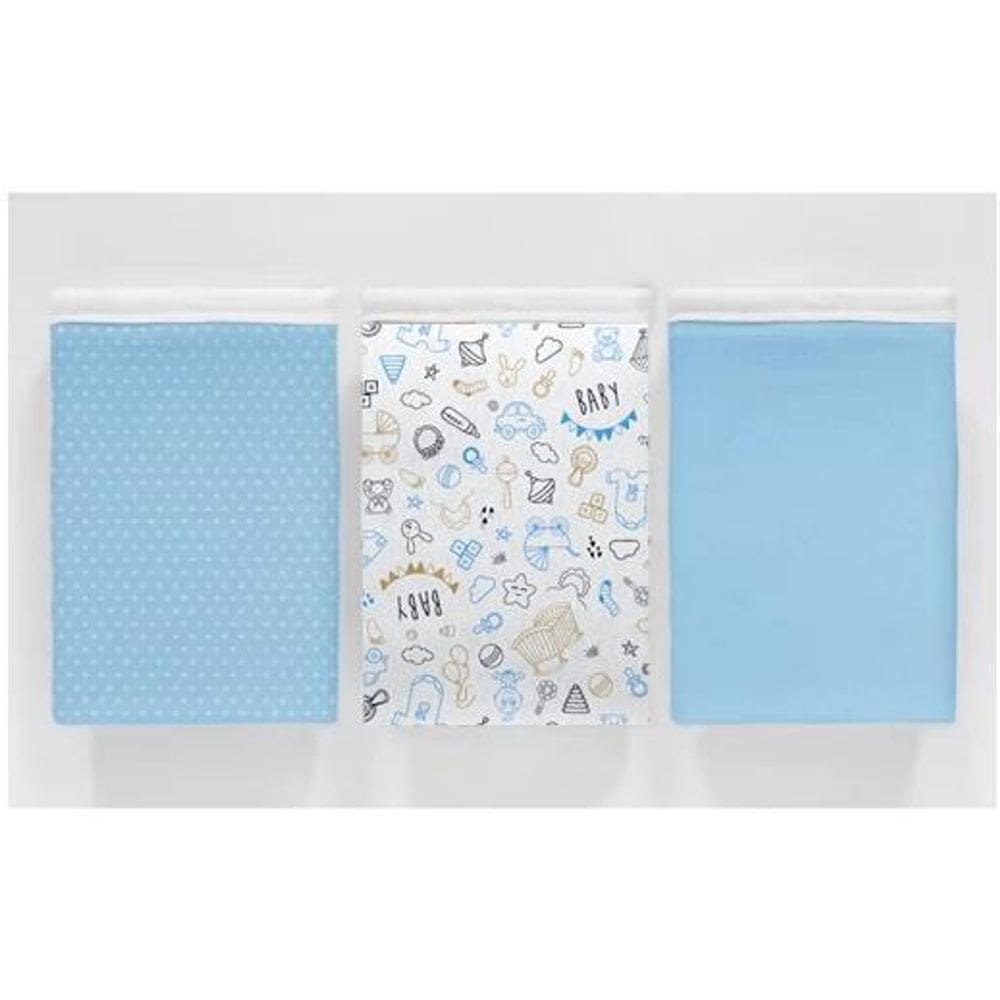 Kit 3 Pçs Fronha Para Bebê 30X40 100% Algodão Baby Azul