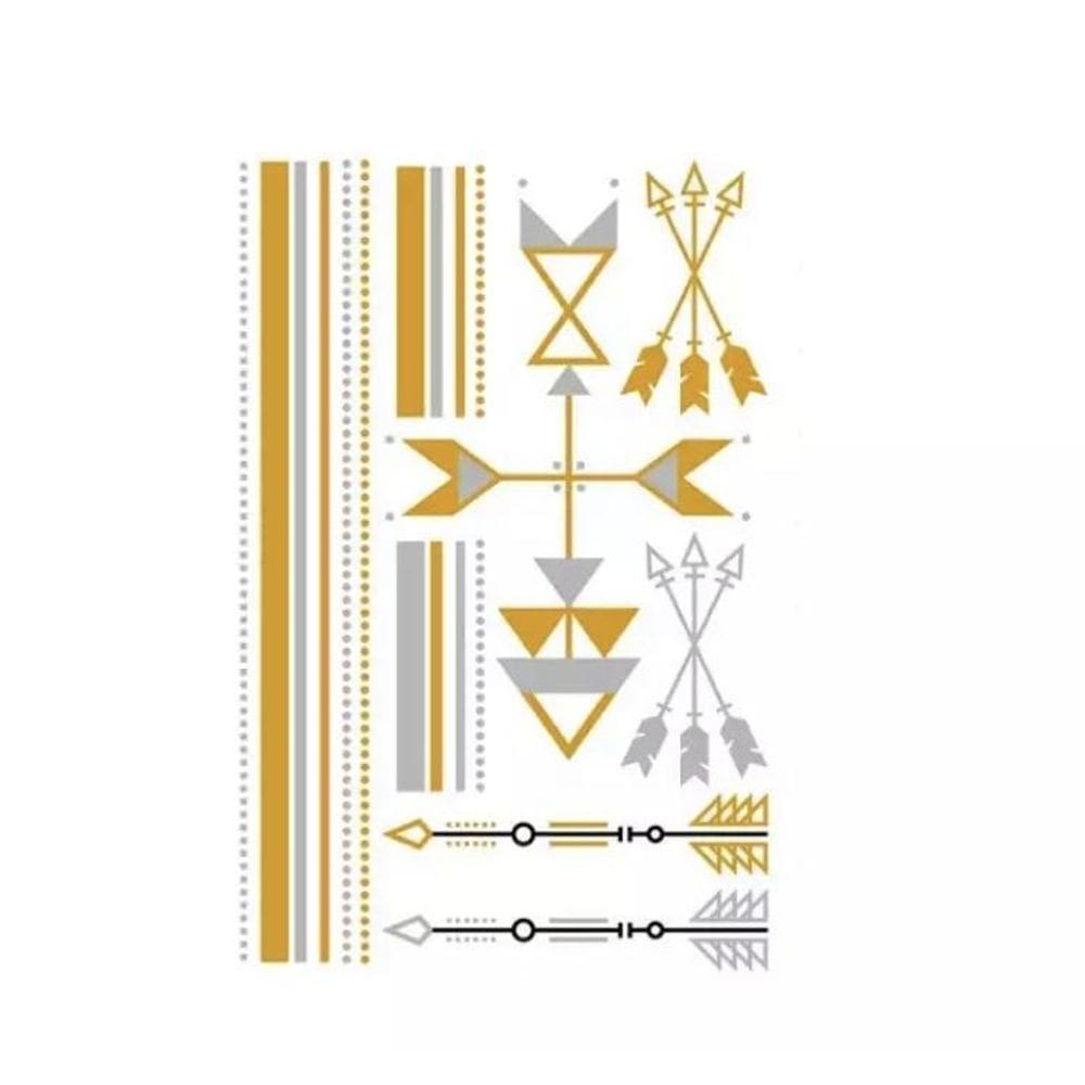 Cartela Tatuagem Fake Temporária Seta Metálico Tiras A1232