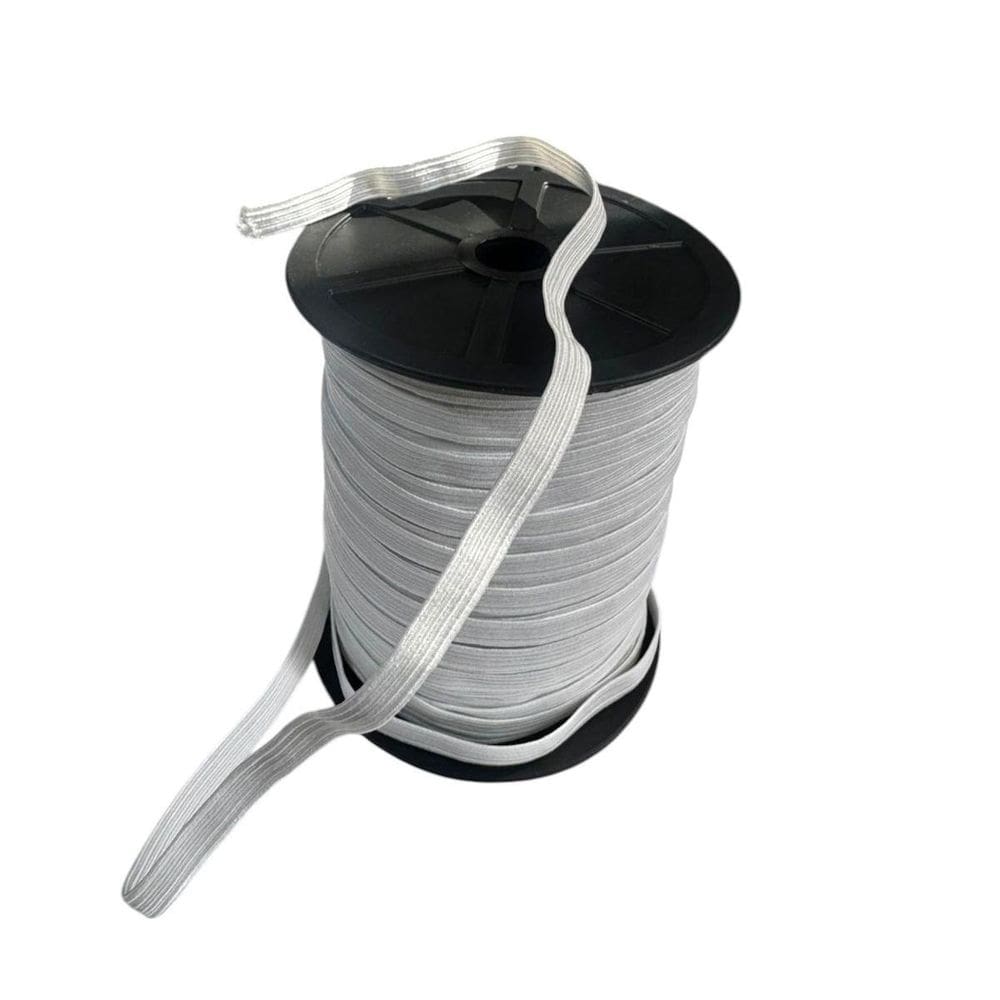 Kit 6 Elástico Cor Branco Chato Nº12 7Mm De 50M Para Costura