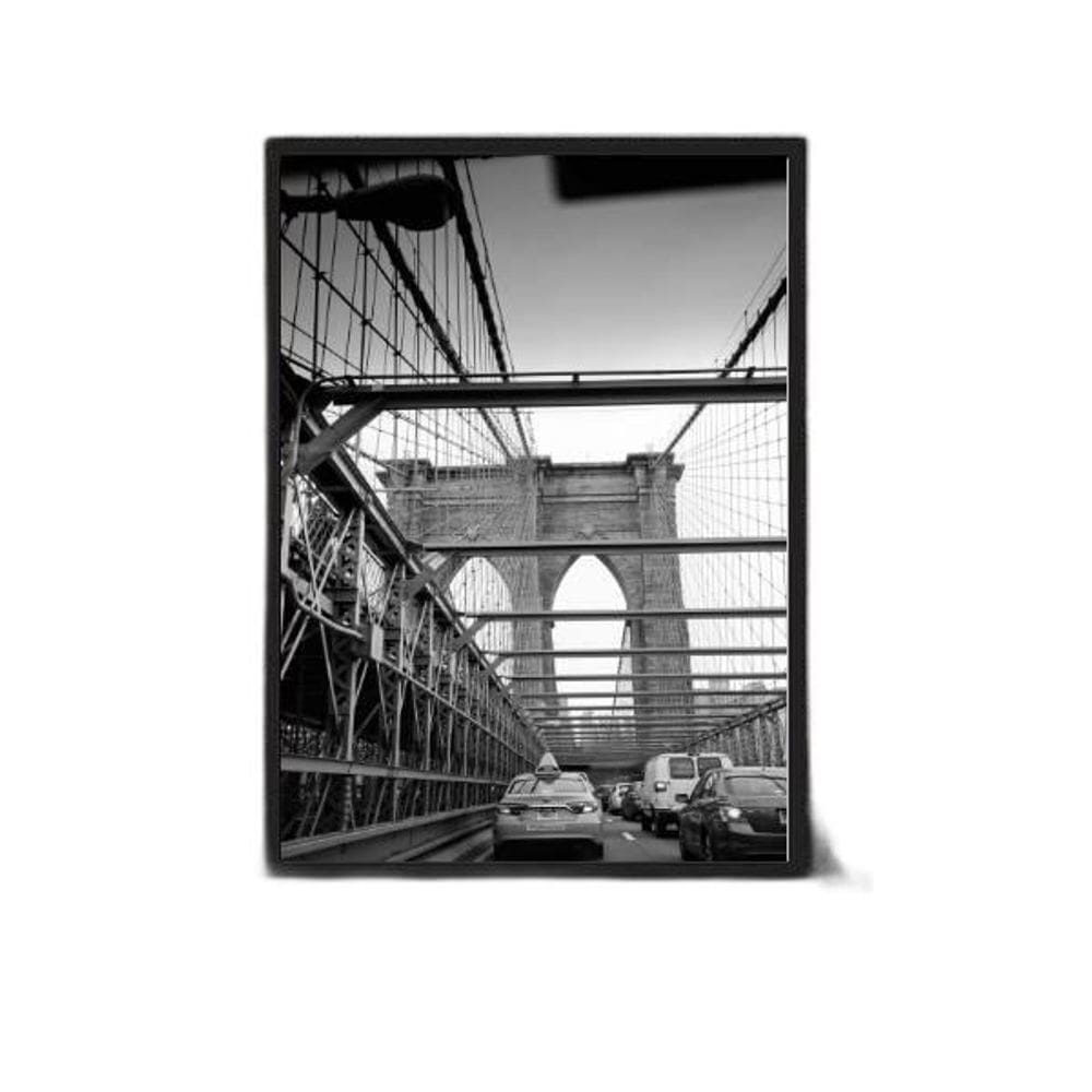 Quadro Fotografia Ponte De Brooklyn 24X18Cm - Com Vidro