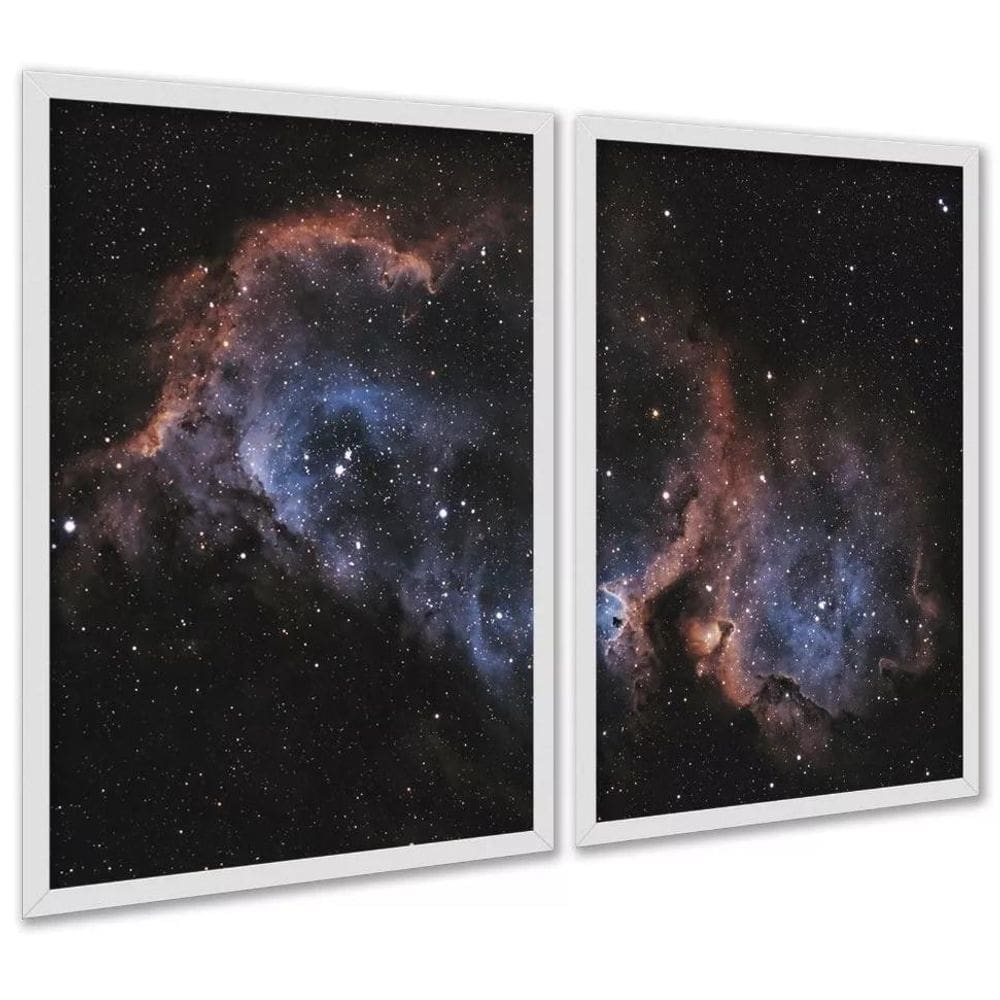 Kit 2 Quadros Universo Galáxia Nebulosa 45X34Cm