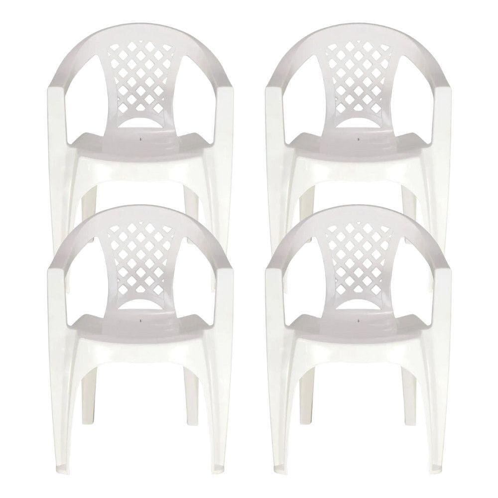 Kit 4 Cadeiras Tramontina Iguape Com Braços Empilhável Branco