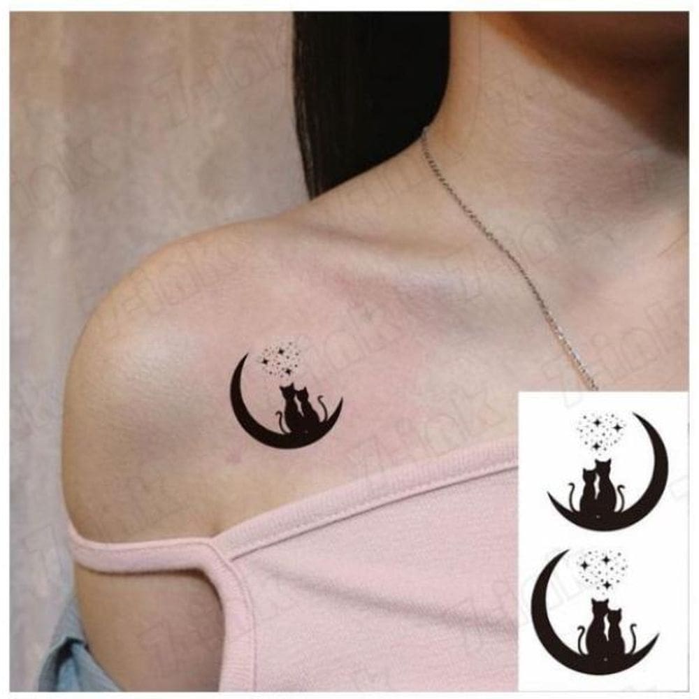 Tatoo Temporária Gatos Love Lua