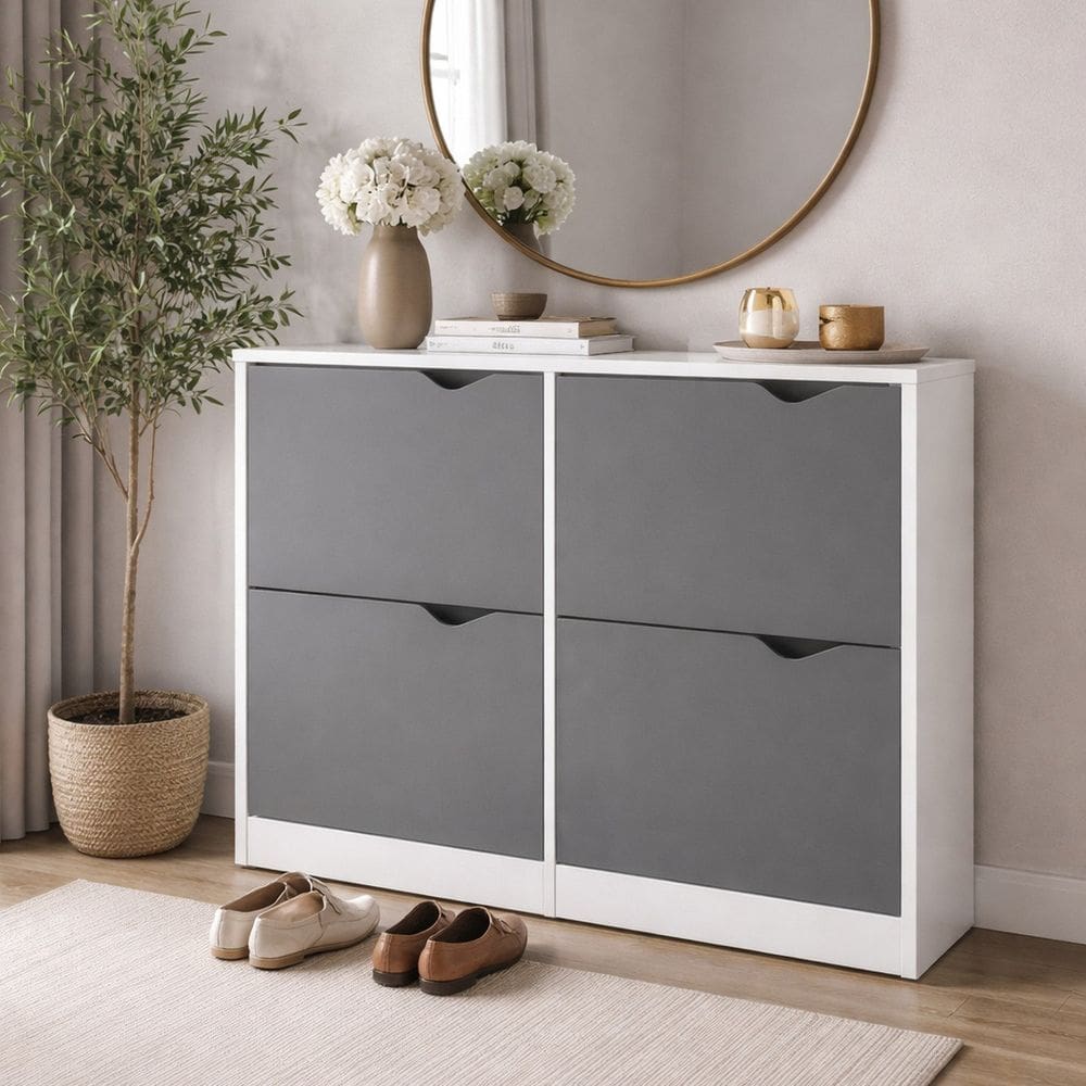 Sapateira para Quarto 24 Pares Porto Cinza/Branco