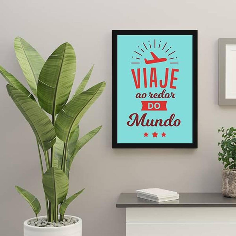 Quadro Decorativo Viaje Ao Redor Do Mundo 45X34Cm