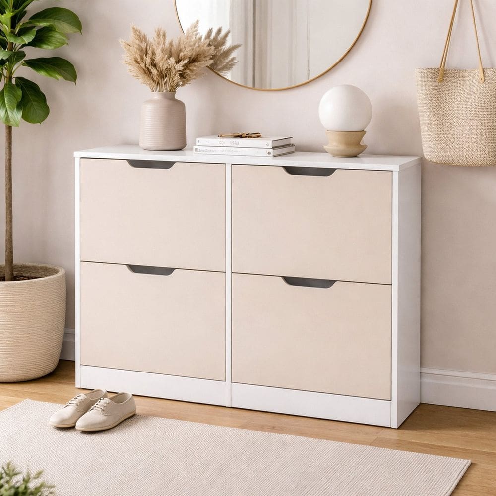 Sapateira para Quarto 24 Pares Madri Creme/Branco