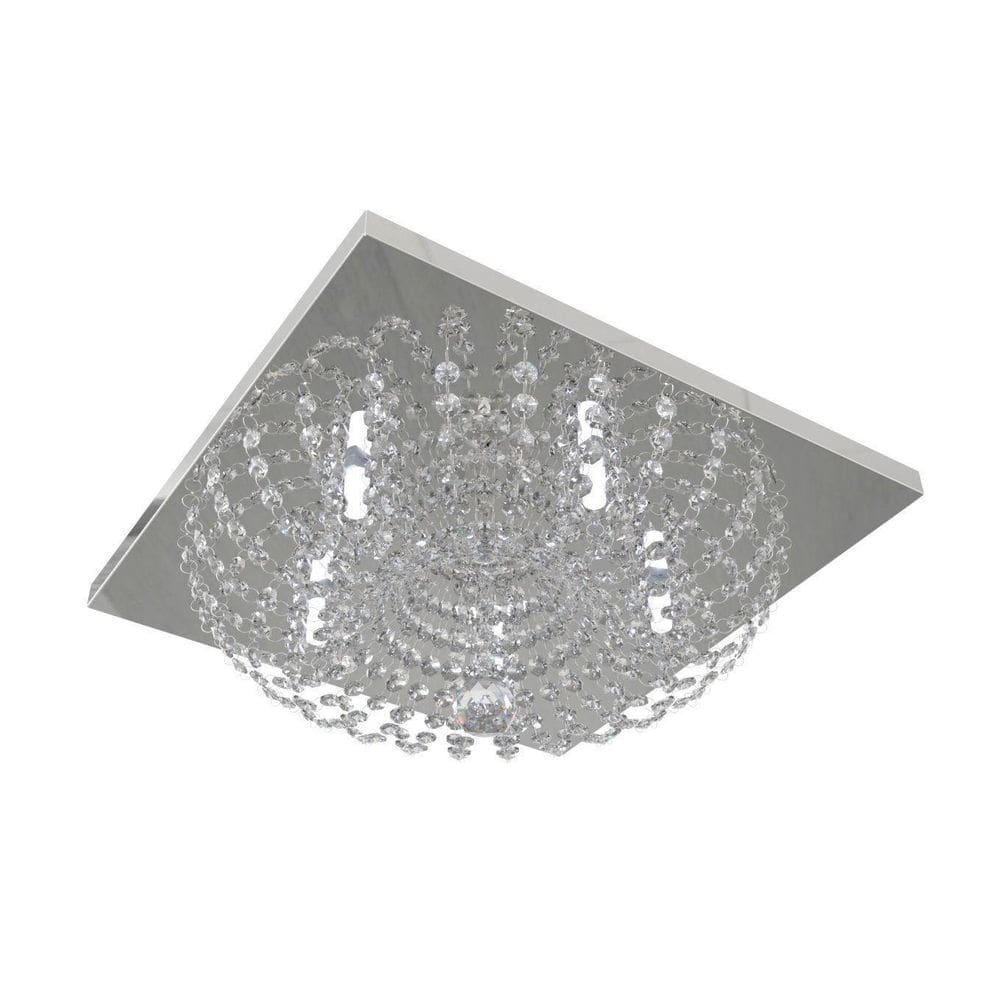 Plafon Lustre De Cristal  Quadrado 42Cm    Living Loft