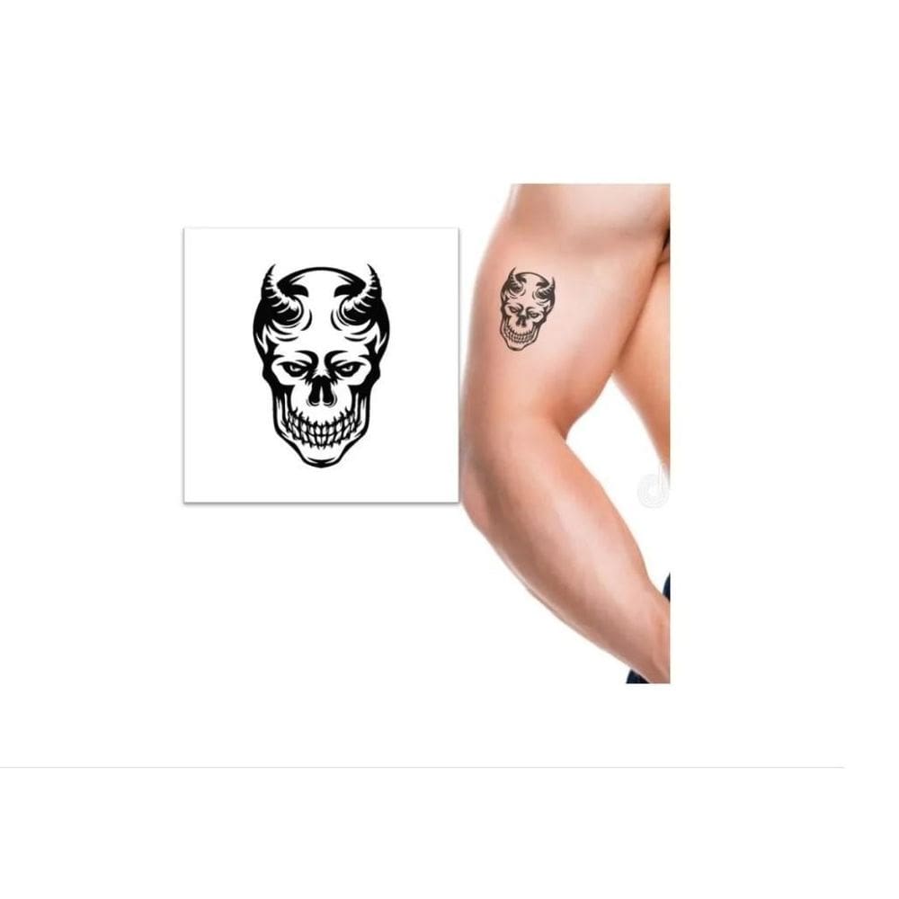 Cartela Tatuagem Temporária Caveira Diabo