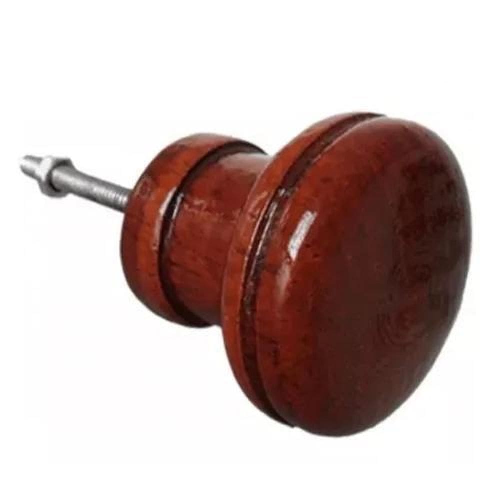 Puxador De Madeira Cogumelo Medio Mogno Verniz