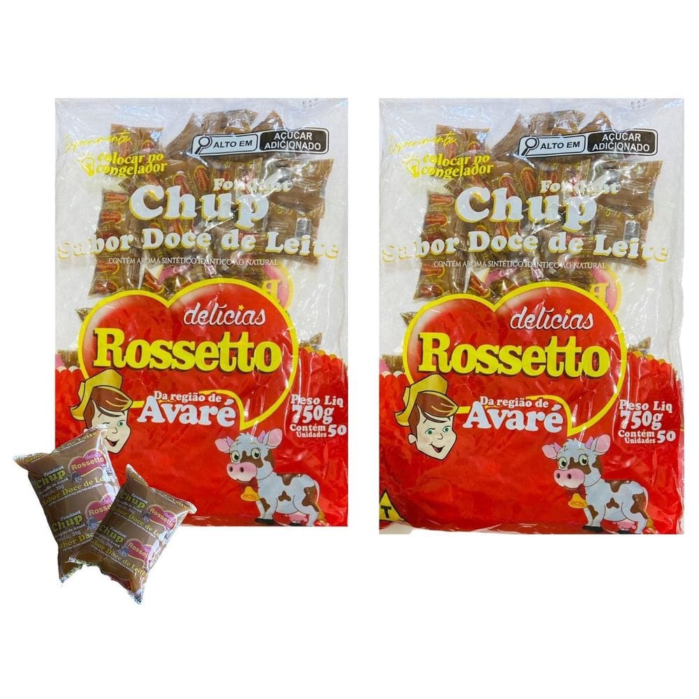 Kit 2 Pacotes Com 50 Un Chup Doce De Leite Rosseto 1,5Kg