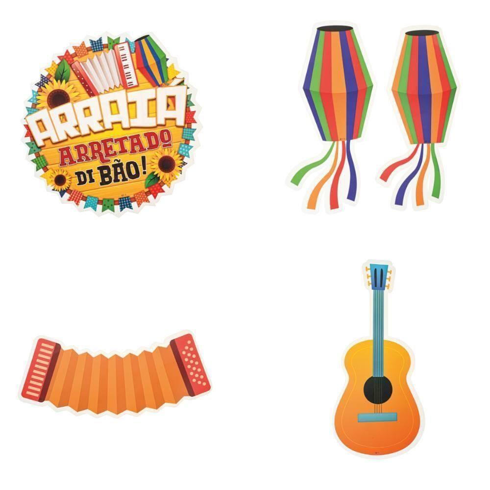 Kit Decoração Festa Junina Painel Musical 5 Peças 40Cm
