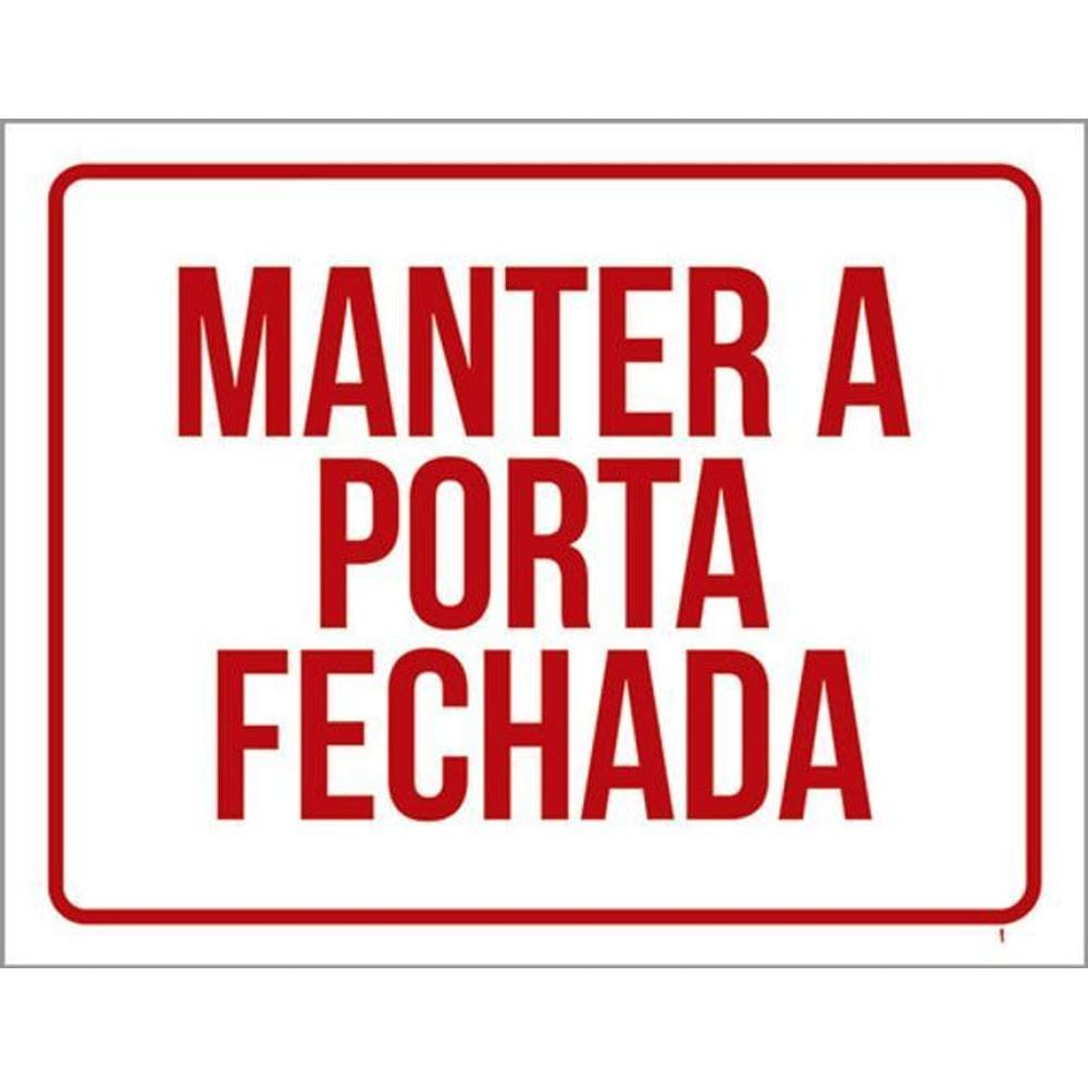Kit 5 Placas Manter Porta Fechada Vermelho 36X46
