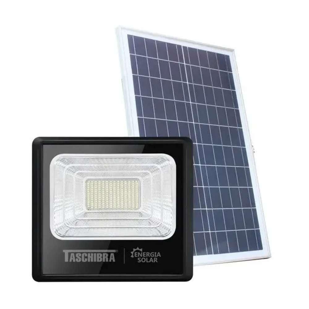 Refletor Led Com Placa Solar Tr Sun 100W Luz Fria Taschibra