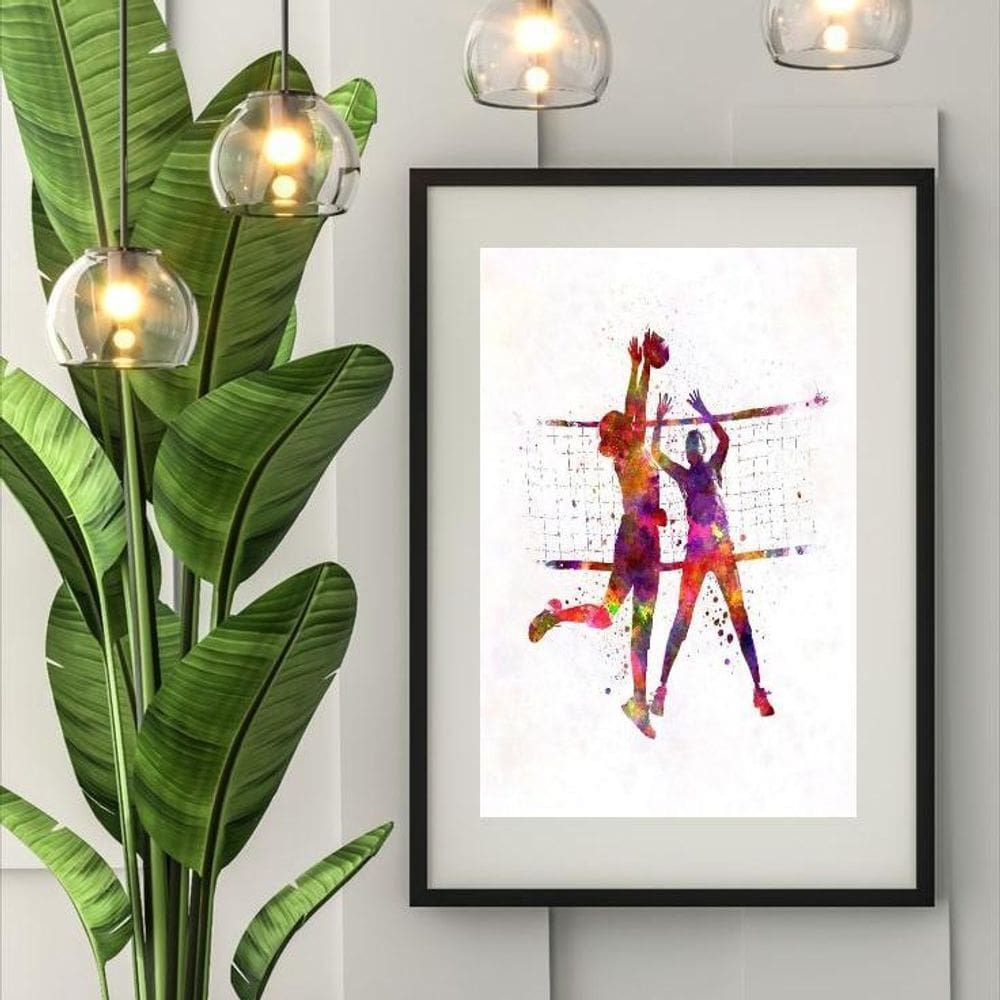 Quadro Aquarela Vôlei - 60X48Cm